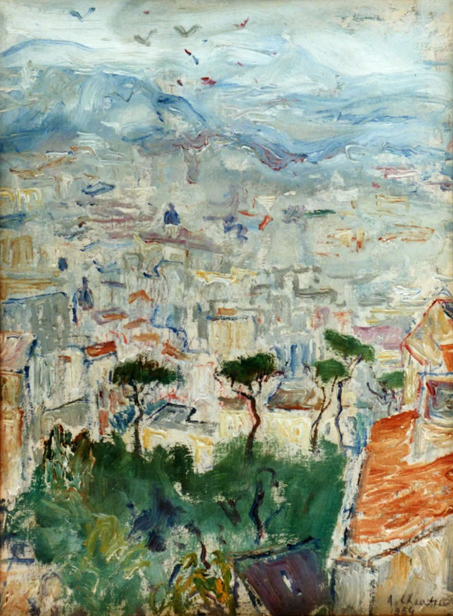 Paesaggio di Napoli dallo studio,1954, olio, Napoli, collezione Tordela